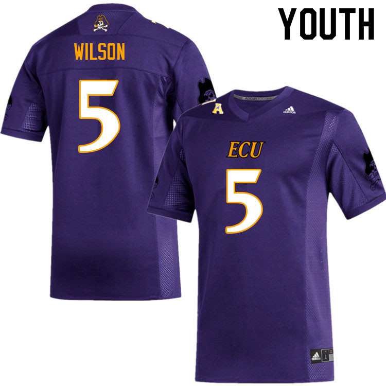 Youth #5 Jireh Wilson ECU Pirates College Football Jerseys Sale-Purple - Click Image to Close